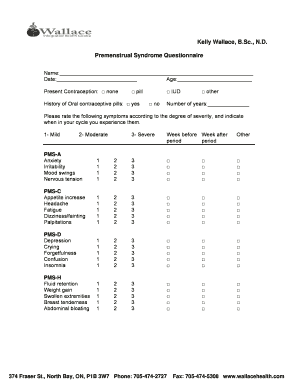 Pmdd Questionnaire PDF  Form
