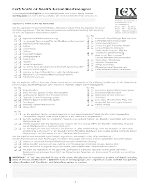 Certificate of Health Icx Form