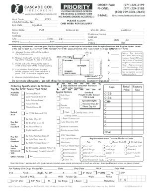 CRS Priority Order Form Cascade Coil