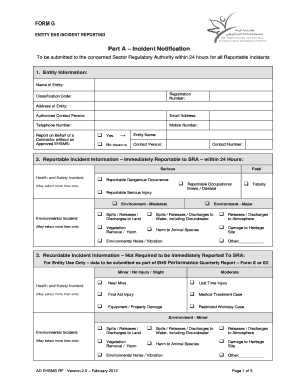 Entity EHS Incident Report Form Form G ADWEA