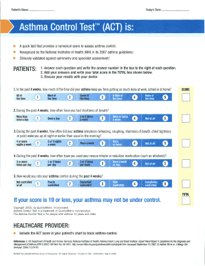 Asthma Control Test Calculator  Form