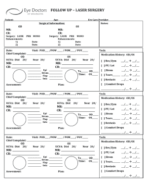 Refractive Surg Post Op Form Eye Doctors of Washington