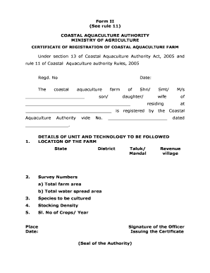 Coastal Aquaculture Authority Registration Form