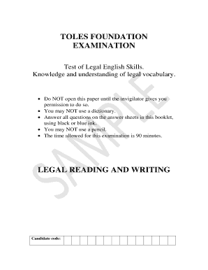 Toles Foundation Exam PDF  Form
