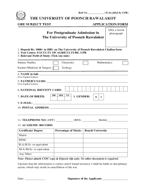 University of Ponch Rawalakot  Form