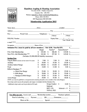 Hamilton Angling Hunting Association  Form