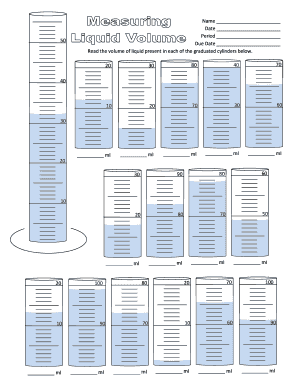 Measuring Liquid Volume Practice PDF  Form