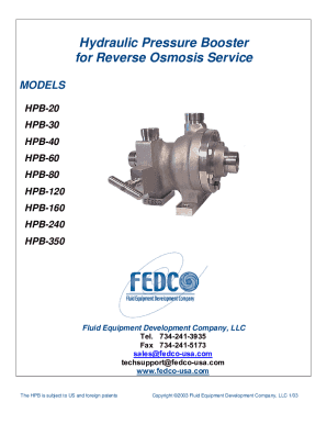 Hydraulic Pressure Booster for Reverse Osmosis Service  Form
