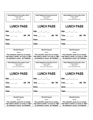 Lunch Pass Lunch Pass Lunch Pass Lunch Pass Lunch Pass Lunch Pass  Form