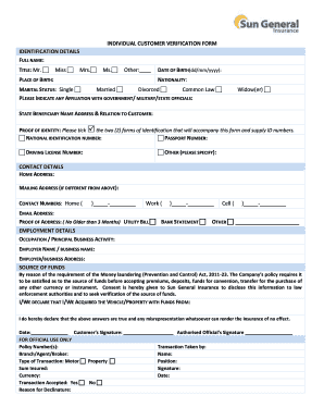 Customer Verification Form