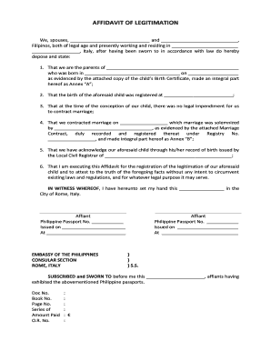 Affidavit of Legitimation Psa Sample  Form