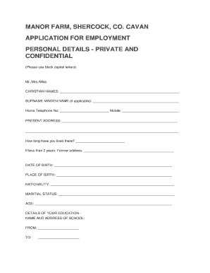 Manor Farm Jobs  Form