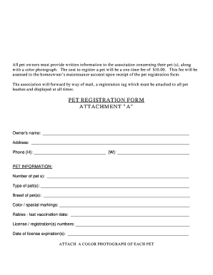 Pet Registration Form Template