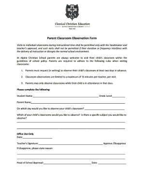 Parent Observation Form