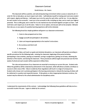 Classroom Contract PDF  Form