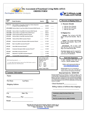 Assessment of Functional Living Skills  Form