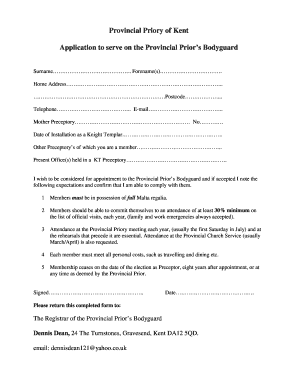 Bodyguard Application Form