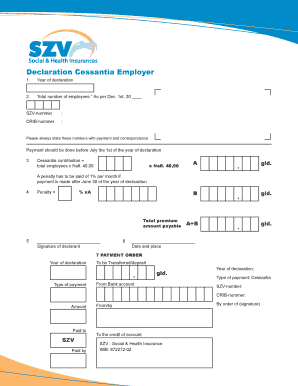 Declaration Cessantia Employer SZV Uszv  Form