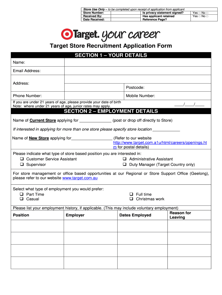 Target Job Application Form