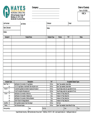 Hayes Microbial Chain of Custody  Form