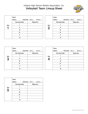 Volleyball Team Lineup Sheet  Form