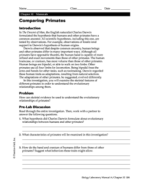 Comparing Primates Lab Answers Key  Form