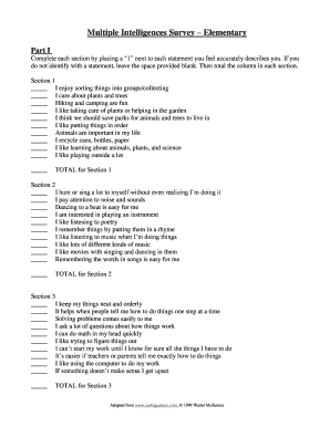 Multiple Intelligences Survey BPBworksb  Form