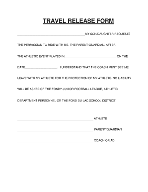  Travel Release Form 2013