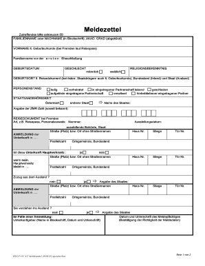 Meldezettel  Form