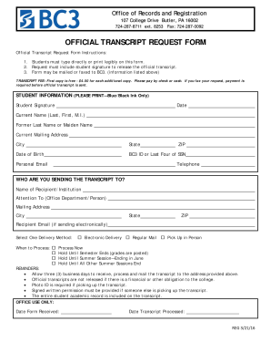 Get and Sign Transcript Request Form Revised  LSUA Online  LSU Alexandria 2016