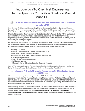 Solution Manual Introduction to Chemical Engineering Thermodynamics 8th Edition PDF Download  Form