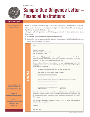 Sample Letter for Unclaimed Money  Form