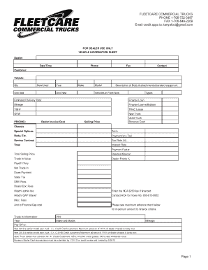 Vehicle Information Sheet