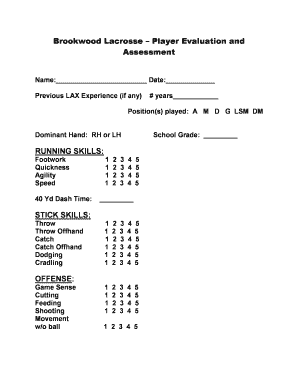 Lacrosse Evaluation Form