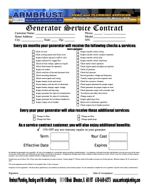 Generator Service Contract  Form
