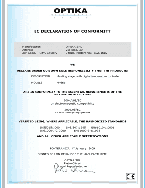 Optika Ce Declaration  Form