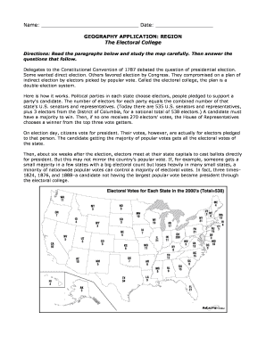 Electoral College Worksheet Answers  Form