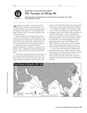 The Voyages of Zheng He Worksheet Answer Key PDF  Form