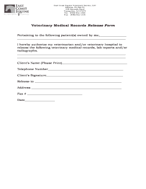 Veterinary Medical Records Release Form