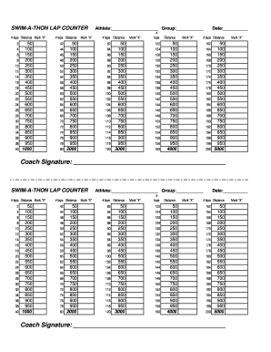 Swim a Thon Lap Counter Sheet  Form