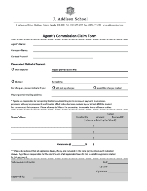 Commission Claim Form Template