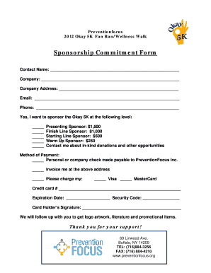 Sponsorship Commitment Form