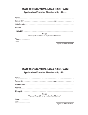 Marthoma Yuvajana Sakhyam Membership Form