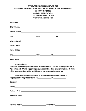 Pentecostal Church Membership Form