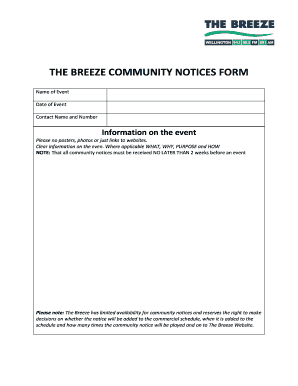 The Breeze Community Notices  Form