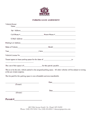 Parking Lease Agreement Tk Meyer Properties  Form