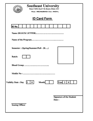 ID Card Application  Form