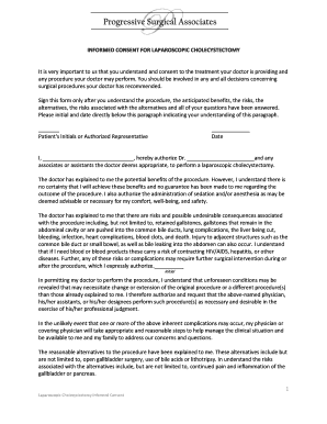 INFORMED CONSENT for LAPAROSCOPIC CHOLECYSTECTOMY