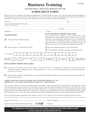 Business Training Limited Sevendale House  Form