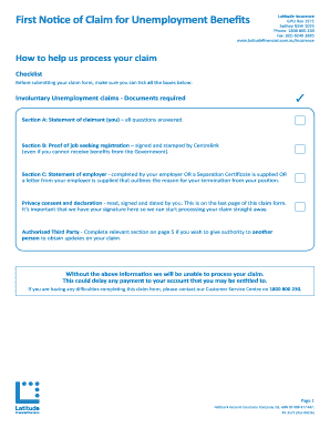  First Notice of Claim for BUnemploymentb Benefits Latitude Financial Bb 2016